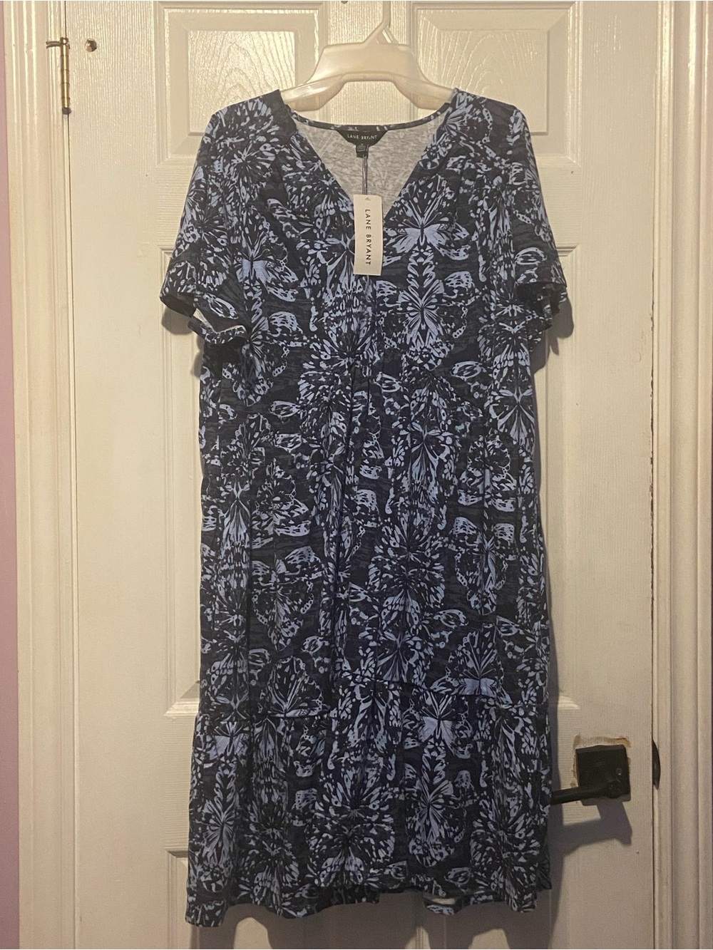 Lane Bryant Navy and Light Blue Floral Midi Dress